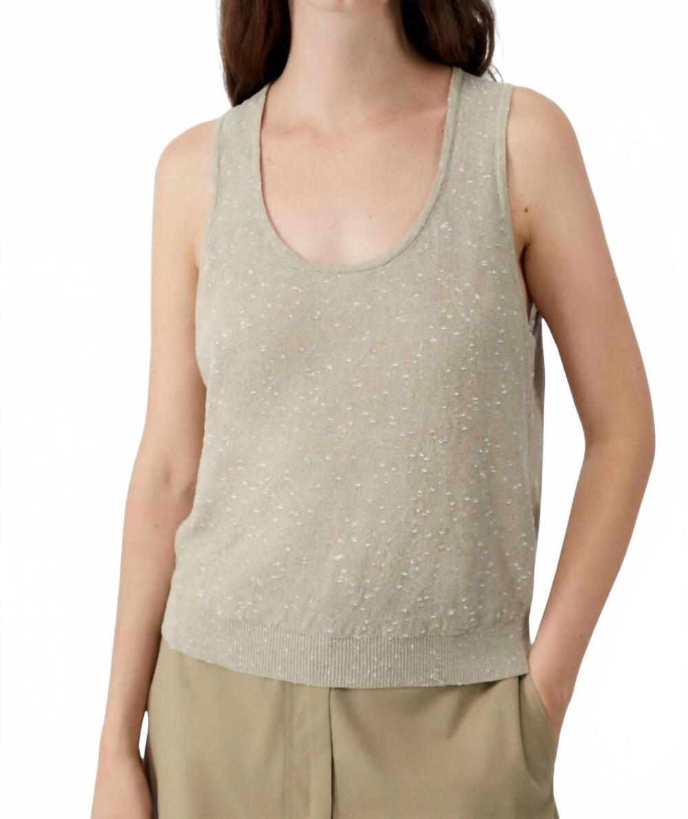 NEW CORDERA linen and cotton flecked tank top in beige